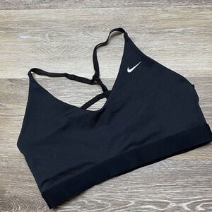 NIKE Dri-Fit Scoop Neck Black Strappy Racerback Sports Bra